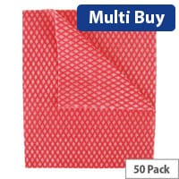 Economy Cloths Pack of 50 Red 42x35cmIdeal for ColourCoded Cleaning Systems