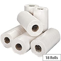 2Work Pack of 18 Dispenser Hygiene Paper Rolls 2Ply 250mm x 40 Metres White Rolls H2W240