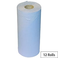 2Work Pack of 12 Dispenser Hygiene Cleaning Paper Rolls 2Ply Blue 20inch x 40m HR2540