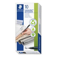 Staedtler Lumocolor Black Permanent Marker - Medium Tip 0.8mm 317-9, Pack of 10