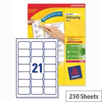 Avery L7160-250 Address Labels Laser 21 per Sheet 63.5x38.1mm White 5250 Labels