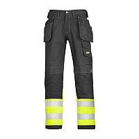 Snickers 3235 High-Vis Holster Pocket Cotton Trousers Class 1 Size 84 30 Inches/30 Inches Black/Hi-Vis Yellow