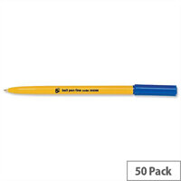 Ballpoint Pen Blue Fine Yellow Barrel Pack 50 5 Star