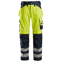 Snickers 3333 High-Visibility Trousers Class 2 Size 84 (W30xL30inch) High Vis Yellow & Navy