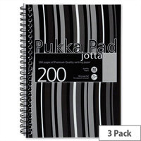 Pukka Pad Jotta A5 Notebook Wirebound Plastic Punched 200 Pages Black Stripes Pack 3