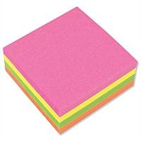 Sticky Notes Cube Pad of 400 Sheets 76x76mm Neon Rainbow 5 Star