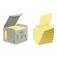 Post-it Recycled Z-Notes, Canary Yellow, 76 mm x 76 mm, 100 Sheets/Pad, 6 Pads/Pack