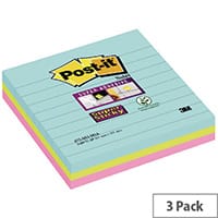 Post-it Super Sticky Lined Notes Miami XL 101 x 101mm 675-SS3-MIA