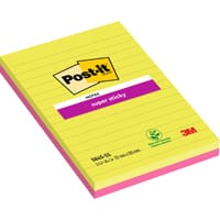 Post-it Super Sticky Large Notes, Pink, Green, lined, 127 mm x 203 mm, 45 Sheets/Pad, 2 Pads/Pack