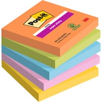 Post-it Super Sticky Notes, Boost Colour Collection, 76 mm x 76 mm, 90 Sheets/Pad, 5 Pads/Pack
