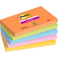Post-it Super Sticky Notes, Boost Colour Collection, 76 mm x 127 mm, 90 Sheets/Pad, 5 Pads/Pack