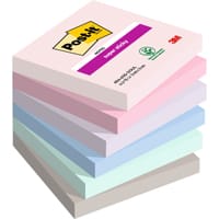 Post-it Super Sticky Notes, Soulful Colour Collection, 76 mm x 76 mm, 90 Sheets/Pad, 6 Pads/Pack