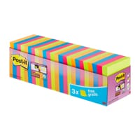 Post-it Super Sticky Notes, Assorted Colours, 76 mm x 76 mm, 21 + 3 FREE Pads/Pack