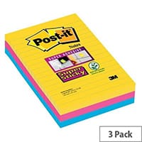 Post-it Notes Super Sticky XXL Lined Rio Colours Pack of 3 4690-SS3RIO
