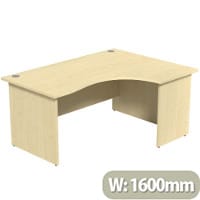 Radial Right Hand Corner Office Desk - Panel End - W1600xD1200xH725mm - Maple