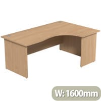 Radial Right Hand Corner Office Desk - Panel End - W1600xD1200xH725mm - Urban Oak