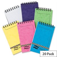 Europa 127x76mm Minor Ruled Notepad Wirebound Elasticated 120 Pages Assorted C Pack 20