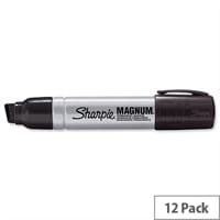 Sharpie Magnum Permanent Marker Black Chisel Tip 14.8mm Pack 12
