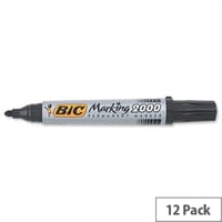 Bic Marking 2000 Black Permanent Marker Bullet Tip Pack 12
