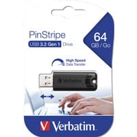 Verbatim Black Pinstripe 64GB USB 3.0 Flash Drive 49318