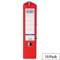 Elba Red Lever Arch File A4 Coloured Paper Over Board 70mm Spine Pack 10