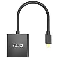 VISION Mini DisplayPort to VGA Adaptor - Resolution 1920x1080 - Connectors 15 pin VGA (Female) to Mini DisplayPort (Male) - Colour: Black