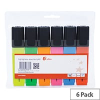 5 Star Highlighters - Chisel Tip, Assorted Colours, Pack of 6