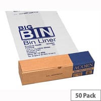 Acorn Pack of 50 Twin Bin Heavy Duty Recycling Liners 160 Litres Clear For Use with Acorn Bin Range