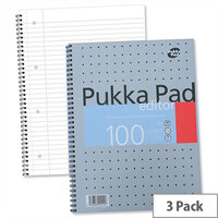 Pukka Pad A4 Punched Notebook 100 Pages Pack 3