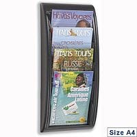 Quick Fit Literature Holder Wall Mount 4 x A4 Pockets Black