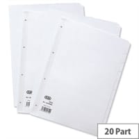 Elba Dividers Europunched 20-Part A4 White Subject Dividers 400007500