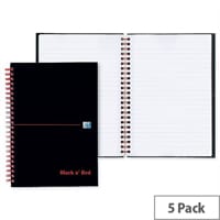 Black n Red A6 Wirebound Book Ruled and Perforated D67011 140 Pages Pack 5