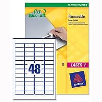 Avery L4736REV-25 Removable Laser Labels 48 per Sheet 45.7x21.2mm White 1200 Labels
