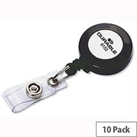 Badge Reel 80cm Charcoal Pack 10