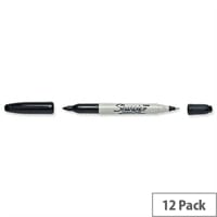 Sharpie Twin Tip Permanent Marker Black Pack 12 Ref S0811100
