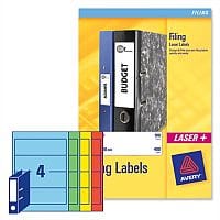 Avery Lever Arch Filing Labels Laser L7171A-20 200x60mm Assorted 80 Labels
