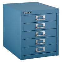 Bisley Multi-Drawer Cabinet 12 inches 5 Drawer Non-Locking Doulton Blue 12/5