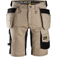 Snickers 6141 AllroundWork, Stretch Shorts Holster Pockets Khaki - Black Size: 64
