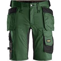 Snickers 6141 AllroundWork, Stretch Shorts Holster Pockets Forest Green - Black Size: 064