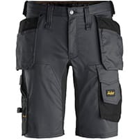 Snickers 6141 AllroundWork, Stretch Shorts Holster Pockets Steel Grey - Black Size: 64