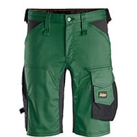 Snickers 6143 AllroundWork, Stretch Shorts Forest Green - Black Size: 064