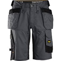 Snickers 6151 AllroundWork, Stretch Loose Fit Work Shorts Holster Pockets Steel Grey - Black Size: 064
