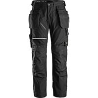 Snickers 6214 RuffWork Canvas+ Work Trousers+ Holster Pockets Black Size 148 (W33xL35inch)