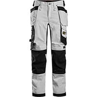 Snickers 6247 AllroundWork, Women's Stretch Trousers Holster Pockets White - Black Size: 80 (W30xL33inch)