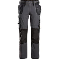 Snickers 6271 AllroundWork Full Stretch Trousers Holster Pockets Steel Grey - Black Size 44 (W30xL32inch)