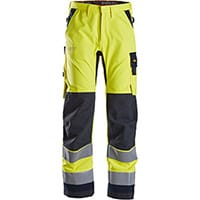 Snickers 6360 ProtecWork Work Trousers High-Vis Class 2 High Visibility Yellow - Navy Size 88 (W30xL30inch)