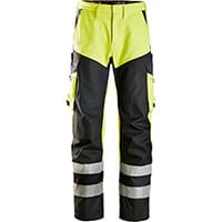 Snickers 6365 ProtecWork Trousers Reinforced front of leg High-Vis Class 1 High Visibility Yellow - Navy Size 144 (W30xL35inch)