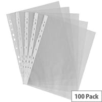 HuntOffice A4 Punched Pockets 35 Micron Clear Pack of 100