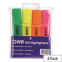 Whitebox Highlighters Pens Assorted Colours Pack of 4