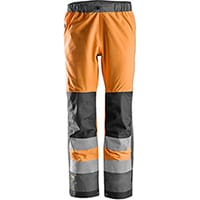 Snickers 6530 AllroundWork, High-Vis Waterproof Shell Trousers Class 2 High Visibility Orange - Steel Grey Size: M